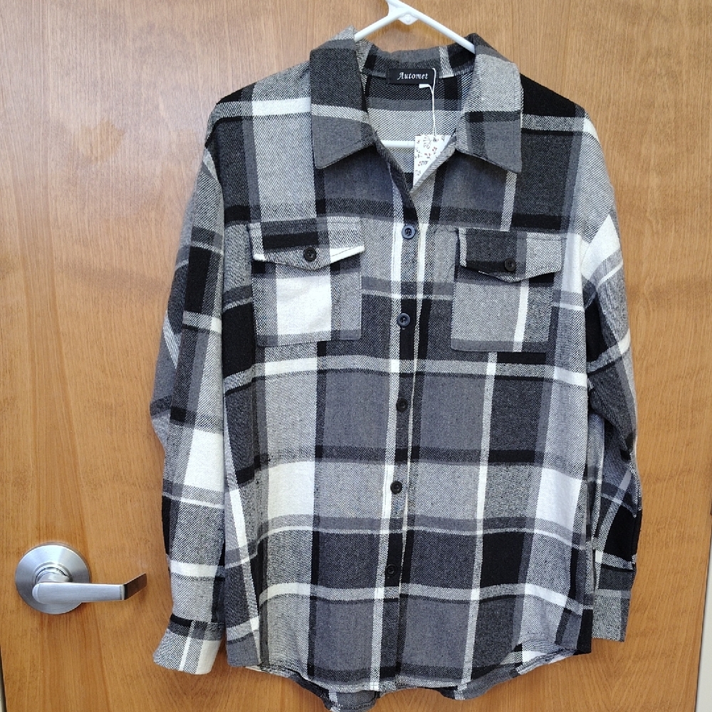Automet Women's Casual Plaid Shacket